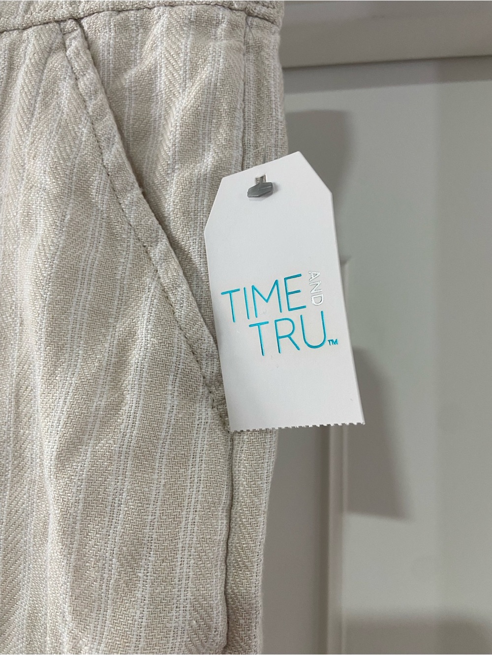 Time and Tru High-Rise Drawstring Shorts in Natural Beige - Picture 4 of 6